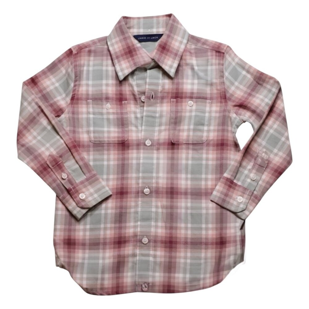 Janie and Jack Boys Plaid Button Down Shirt NWT